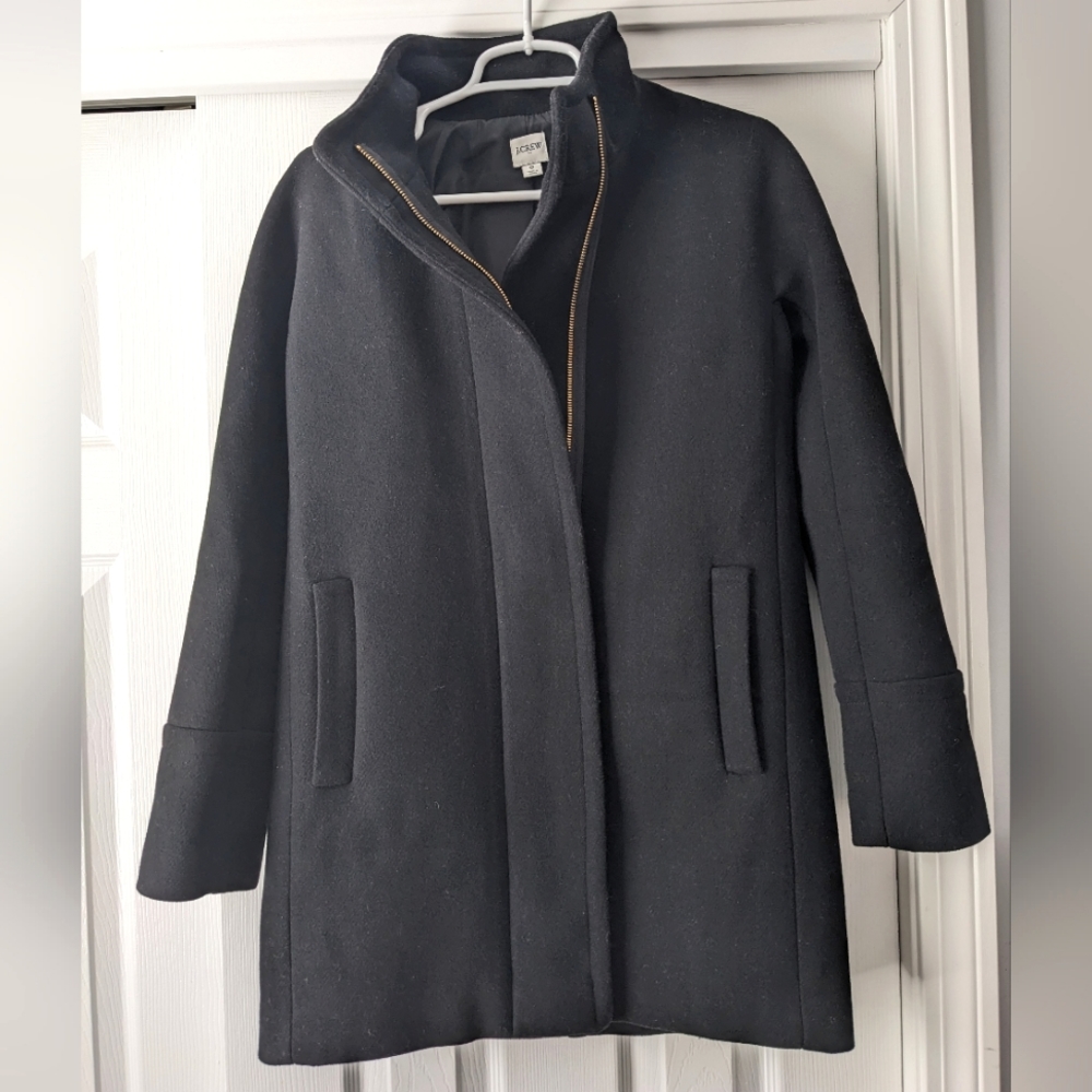 J.Crew Black Wool City Coat size 0